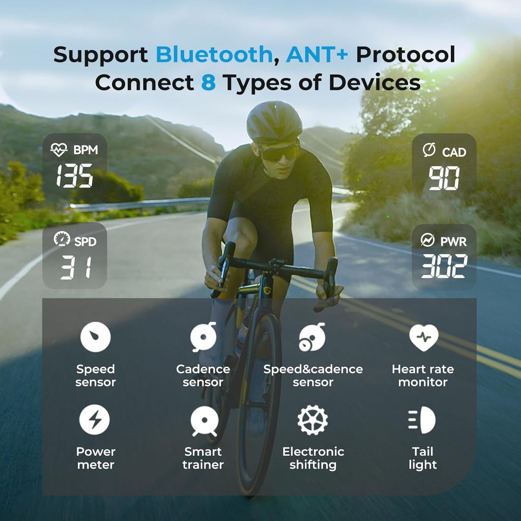 CC600 Color Screen Bike/Cycling Computer Wireless - Route Navigation with Reroute Planing, WiFi & Bluetooth, Fast 5s