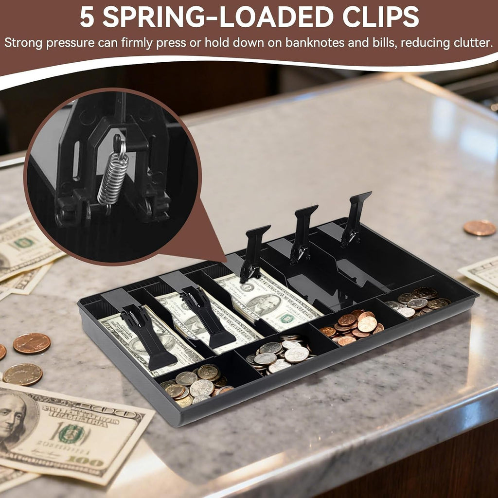Cash Register Drawer Insert Tray 5 Bill 4 Coin, Safe Case Box Money Tray Insert Storage Organizer Drawer for