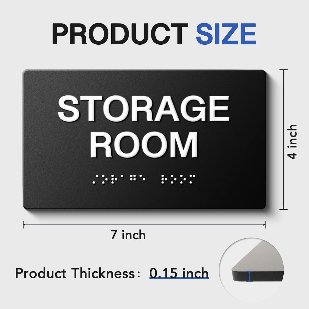 RESTROOM Signs with Raised Text & Grade 2 Braille, Matte Black Finish Easy Install with Double-Sided Tape, ADA