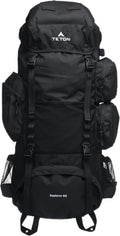 Teton 65L Explorer Internal Frame Backpack for Hiking, Camping, Backpacking, Rain Cover Included, Black
