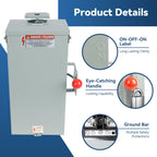 100A Generator Transfer Switch, 24000W Heavy Duty Double Throw Switch, 2P