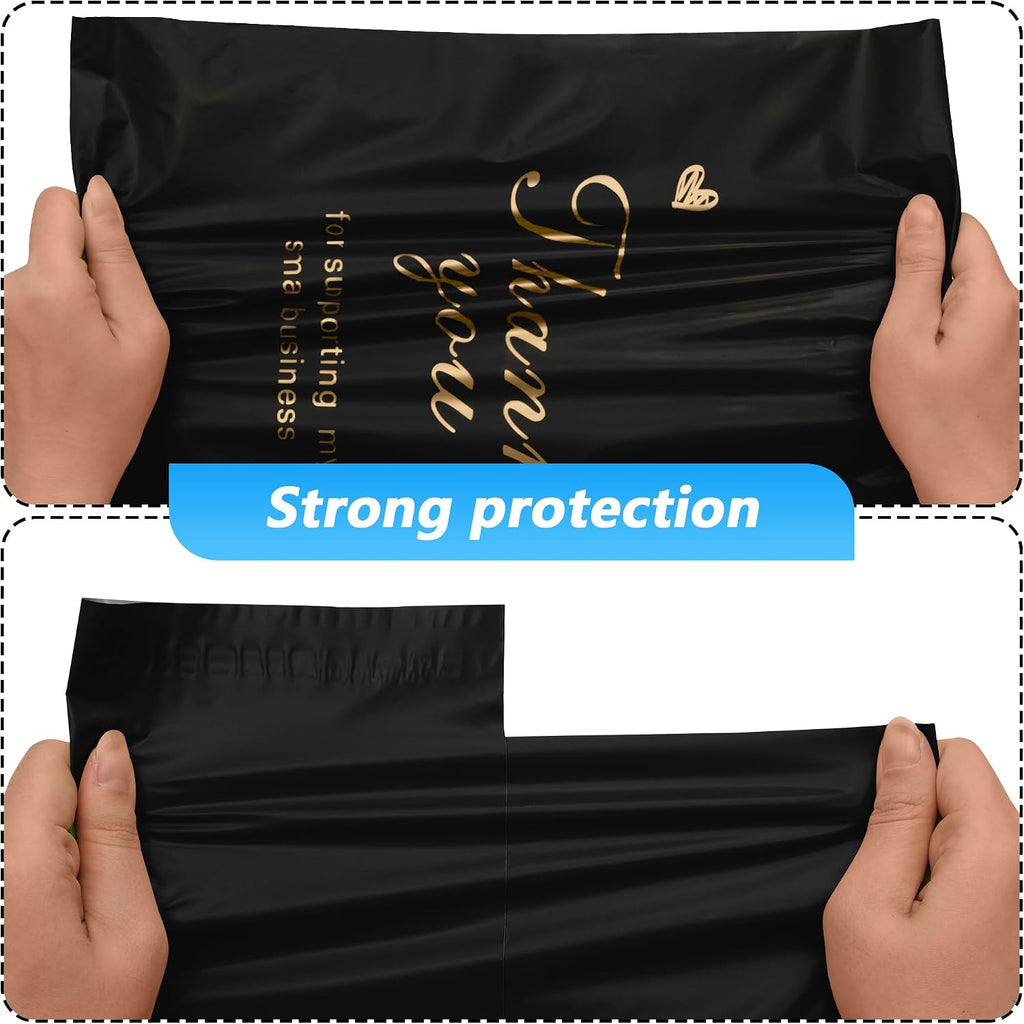 Thank You Poly Mailer 14.5x19 Inch 50 Pcs, Black