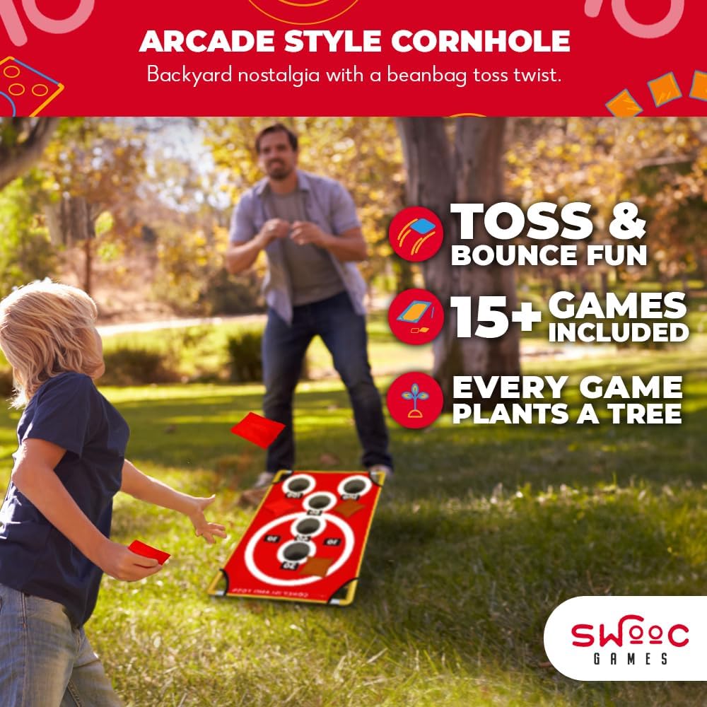 Games - Coney Island Toss - Arcade Style Cornhole Board Set w/Carrying Case & 15+ Games - Corn Hole Games for Adults
