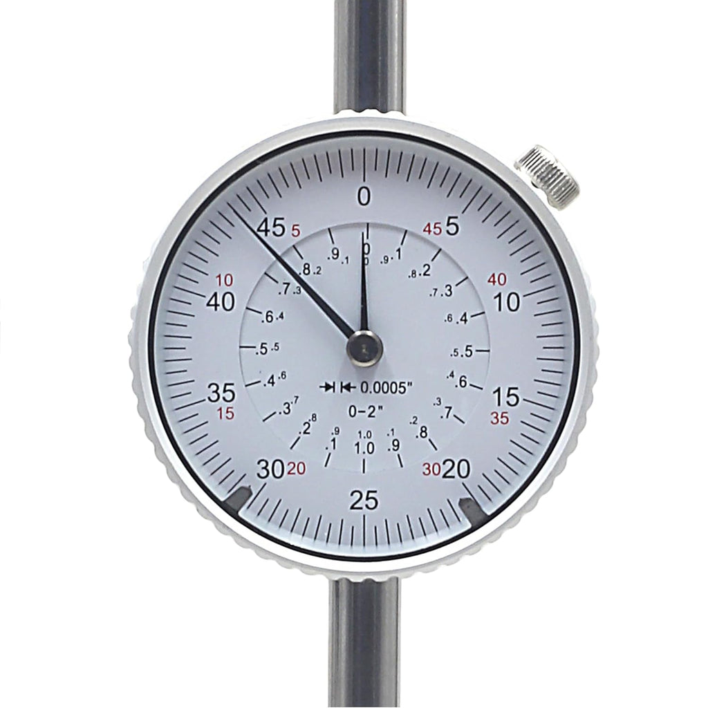 HFS Dial Indicator, 0-2" Range, 0.0005" Graduation, 1/4" Lug Back
