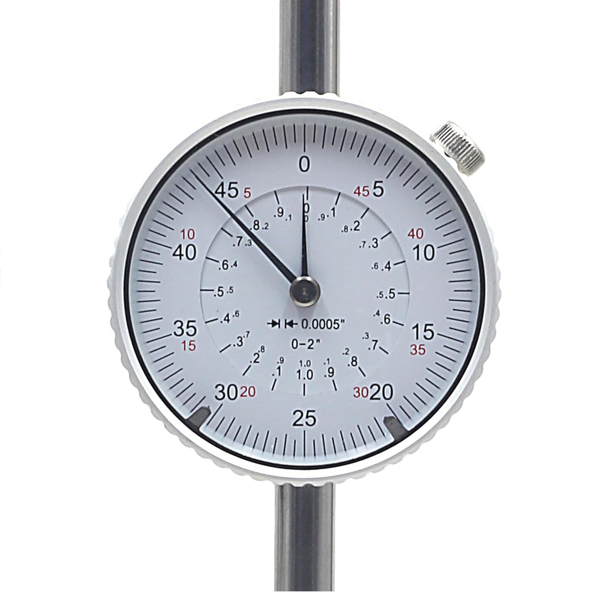 HFS Dial Indicator, 0-2" Range, 0.0005" Graduation, 1/4" Lug Back