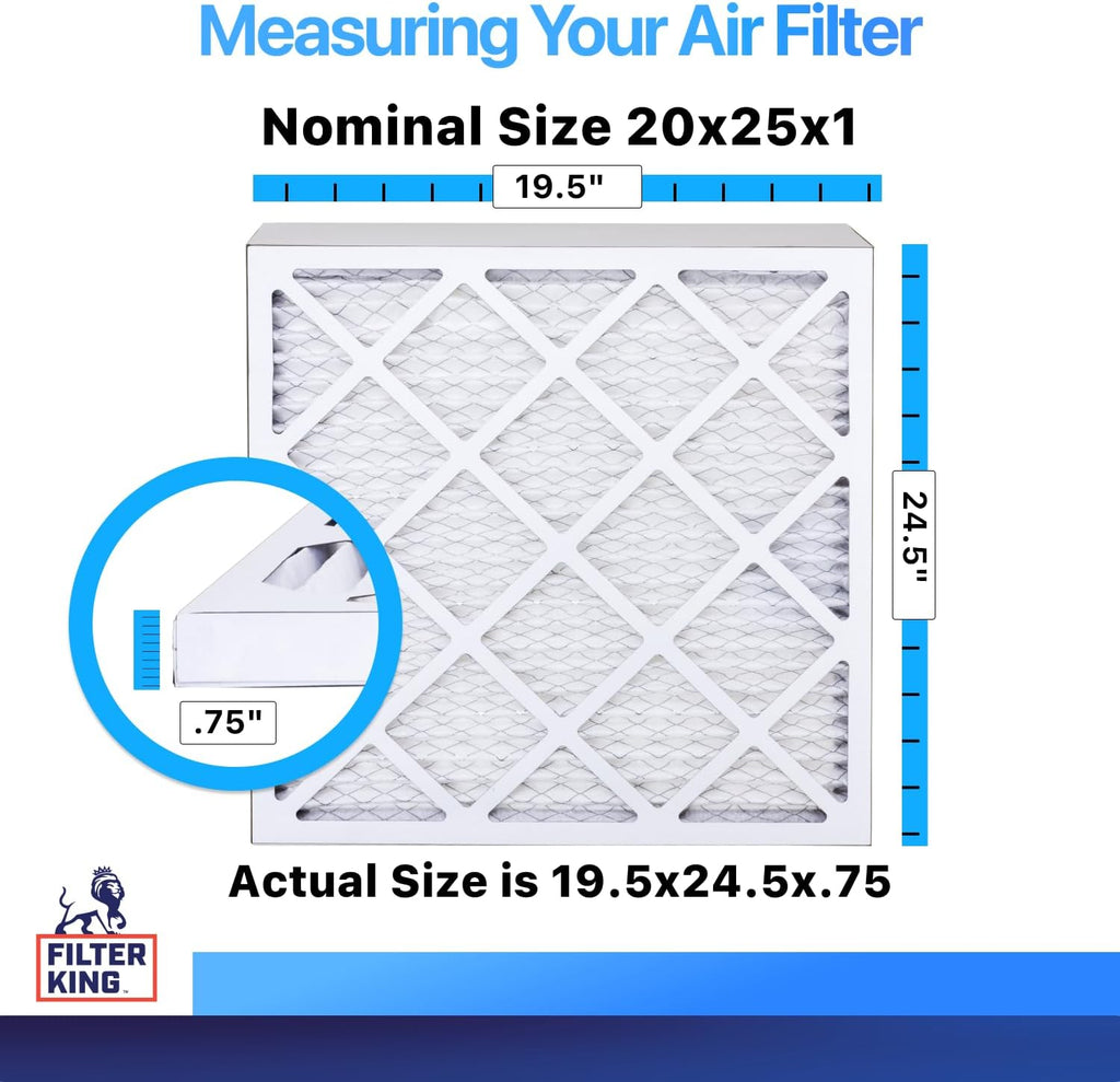 20x25x1 Air Filter (MERV 8) (12-Pack) Dust & Allergy Control AC Furnace Filters, MADE IN USA, HVAC, Pleated