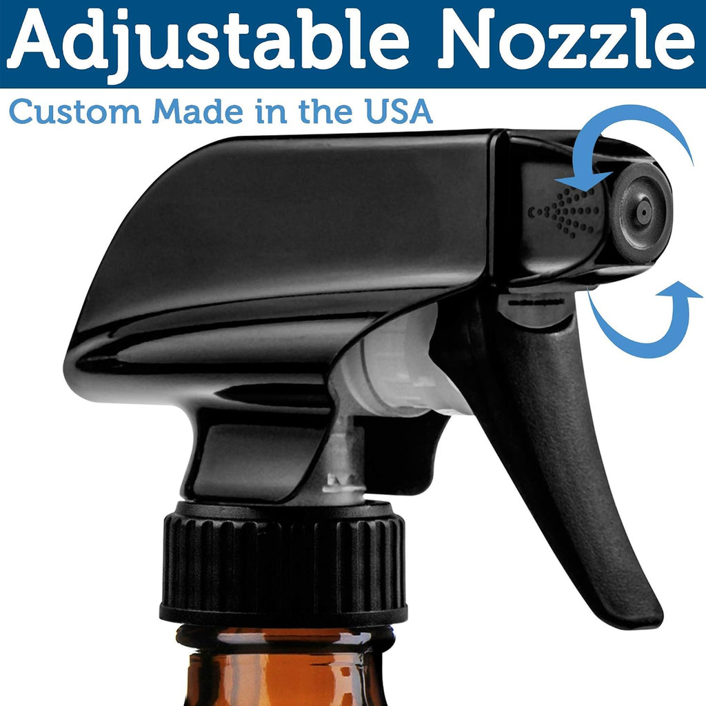 Empty Amber Glass Spray Bottles - 2 Pack - Large 16oz Refillable Bottle for is Great for Essential Oils, Plants