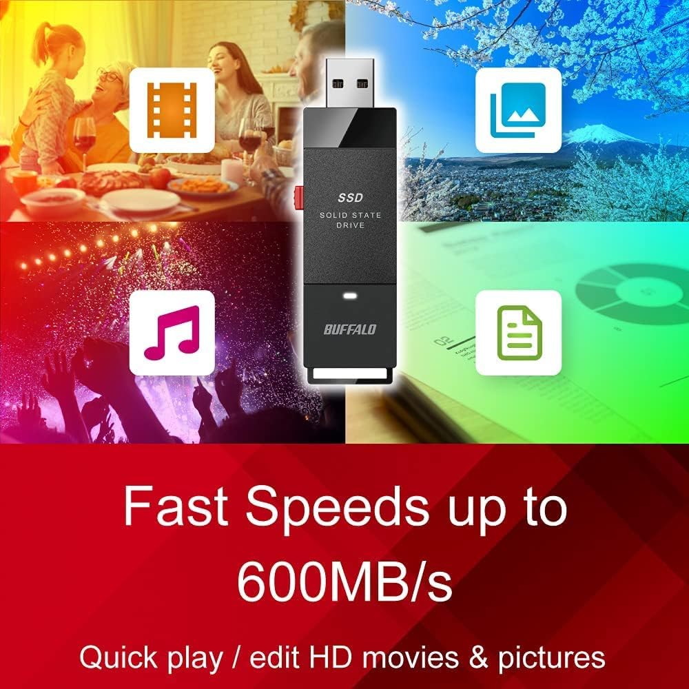 External SSD 1TB - Up to 600MB/s - USB-C - USB-A - USB 3.2 Gen 2 (Compatible with PS4 / PS5 / Windows/Mac) - External