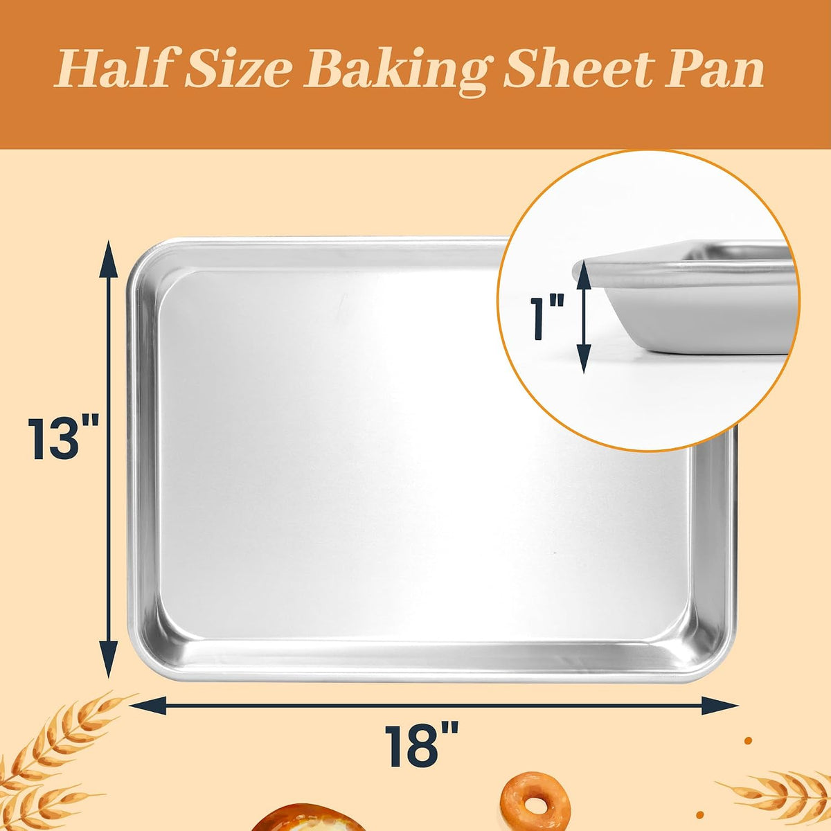 Aluminum Baking Sheet Pans, Half Size 18"x13", 12 Pack