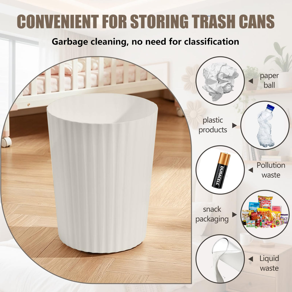 Grip Trash Can - Small Waste basketbin - 2 Gallon- for Office,Home,Bathroom,Kitchen - Beige