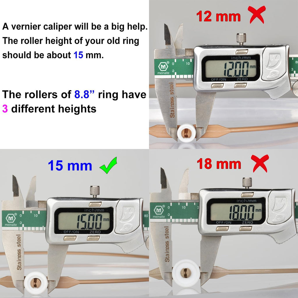 8.8" Microwave Turntable Ring with 15 mm Rollers, Oven Tray Support, Glass Plate Rotating Ring - Outer Diameter 8.8