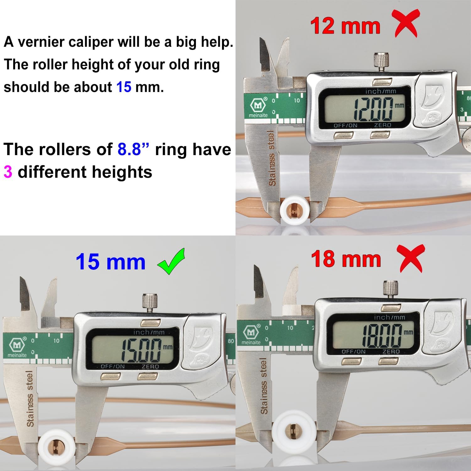 8.8" Microwave Turntable Ring with 15 mm Rollers, Oven Tray Support, Glass Plate Rotating Ring - Outer Diameter 8.8