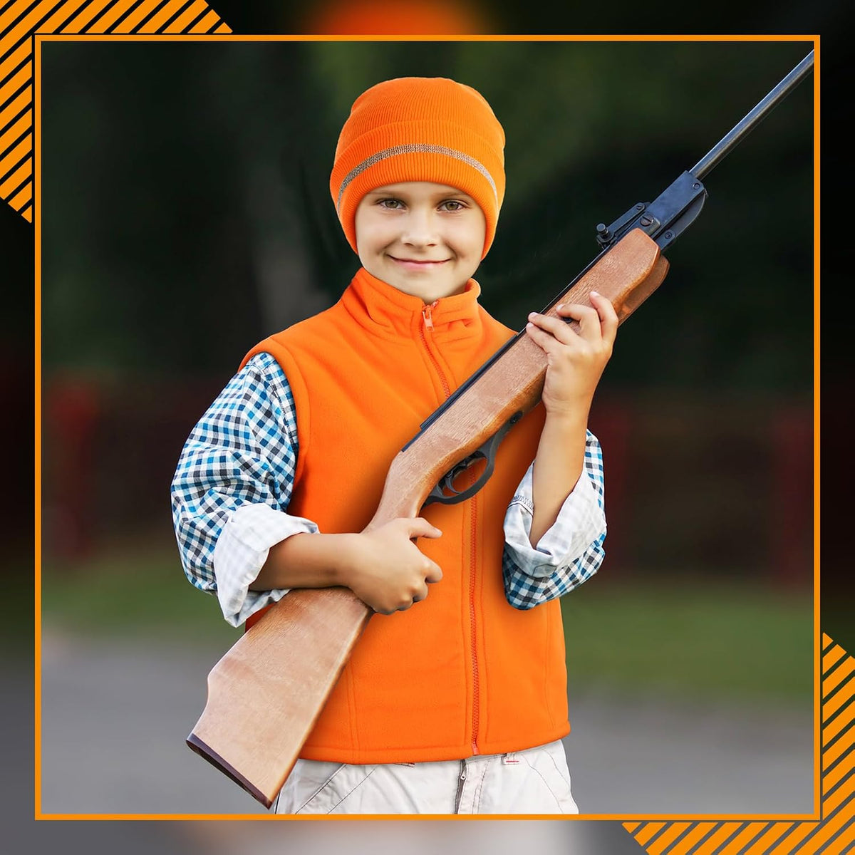 2 Pcs Orange Hunting Vest Beanie Reflective