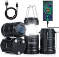 4-Pack Solar Camping Lanterns,Rechargeable LED with USB/Solar/AA Battery,Magnetic Base,Hanging Hook,Collapsible