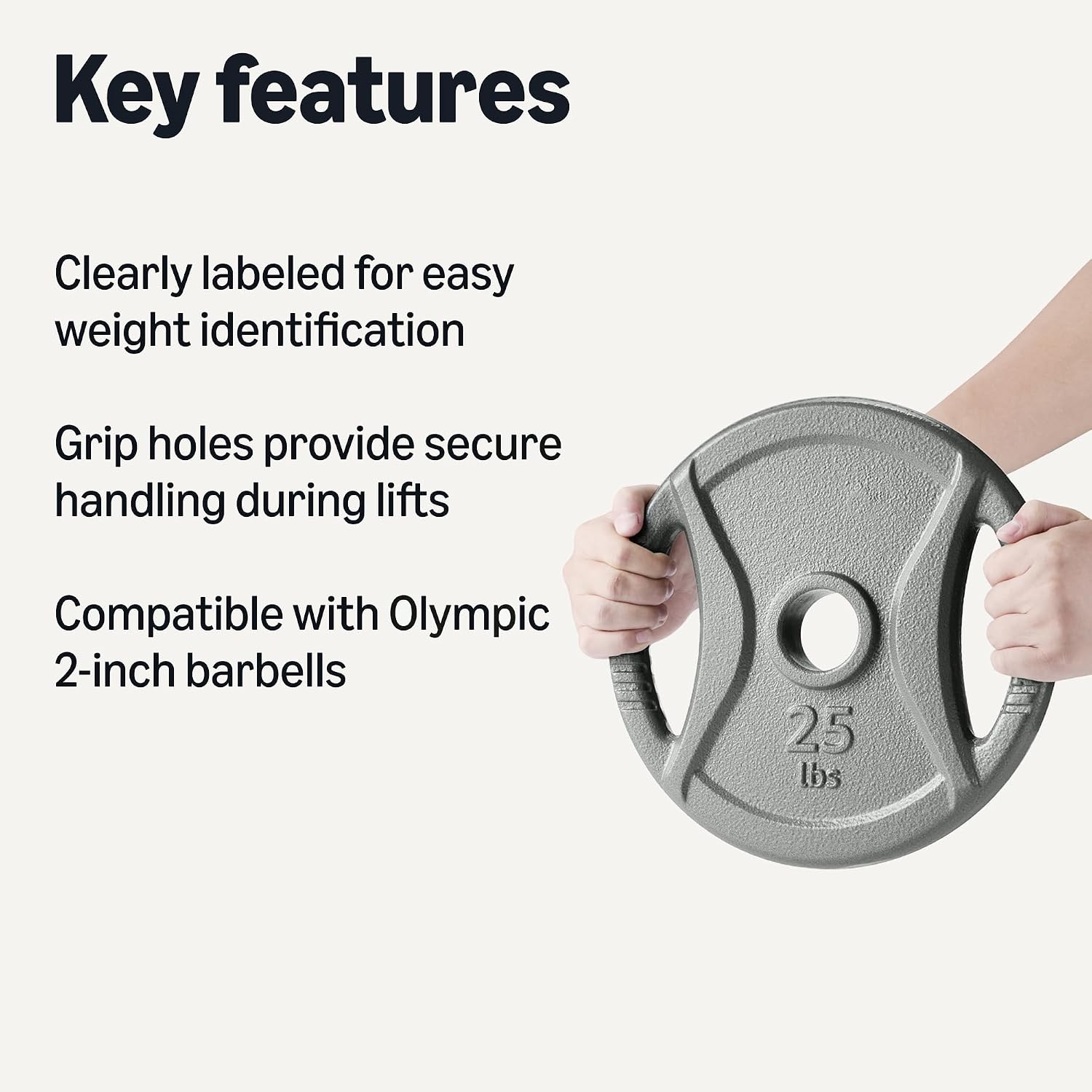 2-Inch Olympic Grip Weight Plates, Cast Iron