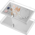 2 Pcs Acrylic Locking Jewelry Display Case Clear Ring Earring Necklace Bracelet Security Showcase with Lock and Key