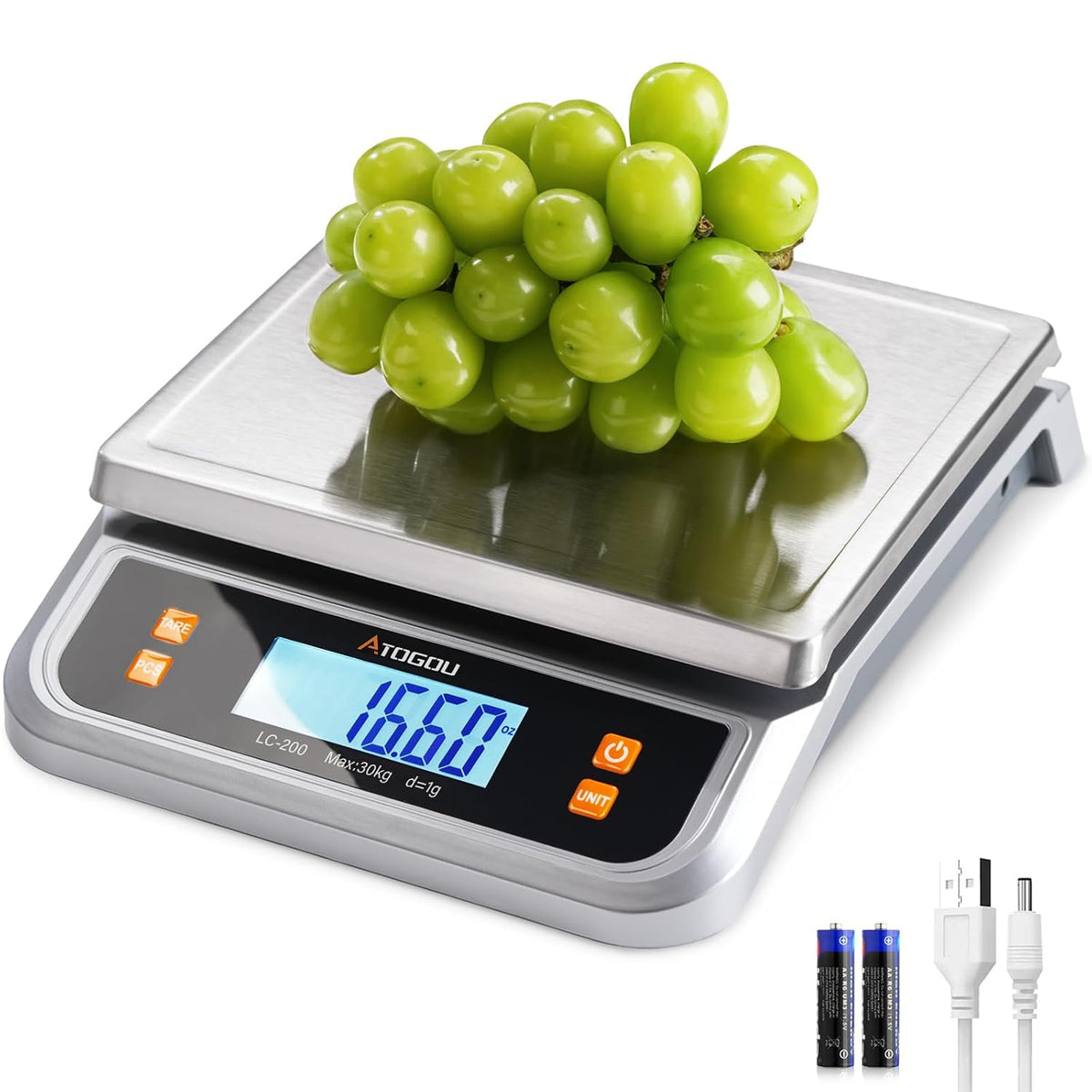 66lb Food Scale, Commercial Kitchen Scale Plug-in Usable