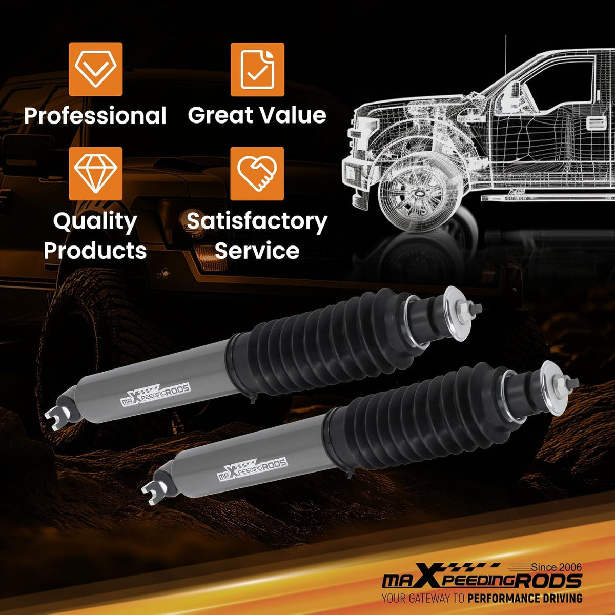 maXpeedingrods 1.5-3" Front Shocks for Dodge Ram 1500 2WD 2002-2008