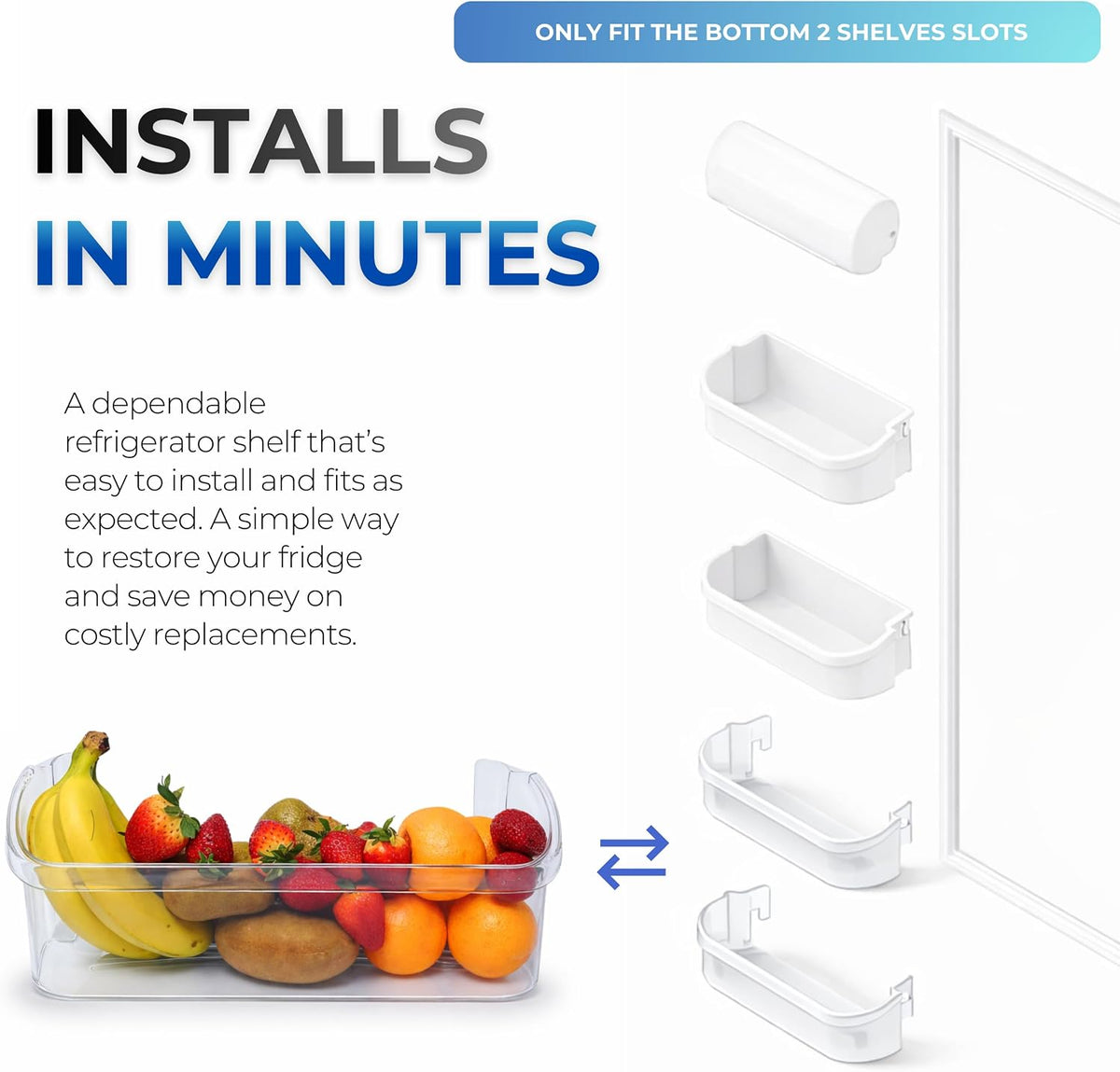 Bottom Refrigerator Door Bin Replacement for LFSS2612TD0 LFSS2612TE0 FFSS2615TS0 LFSS2612TF0 LFSS2612TP0 FFSS2615TE0 FFSS2615TD0 FFSS2615TE3 FFSS2625TS FGSS2635TD CRSE263TB0 DGHX2655TF0