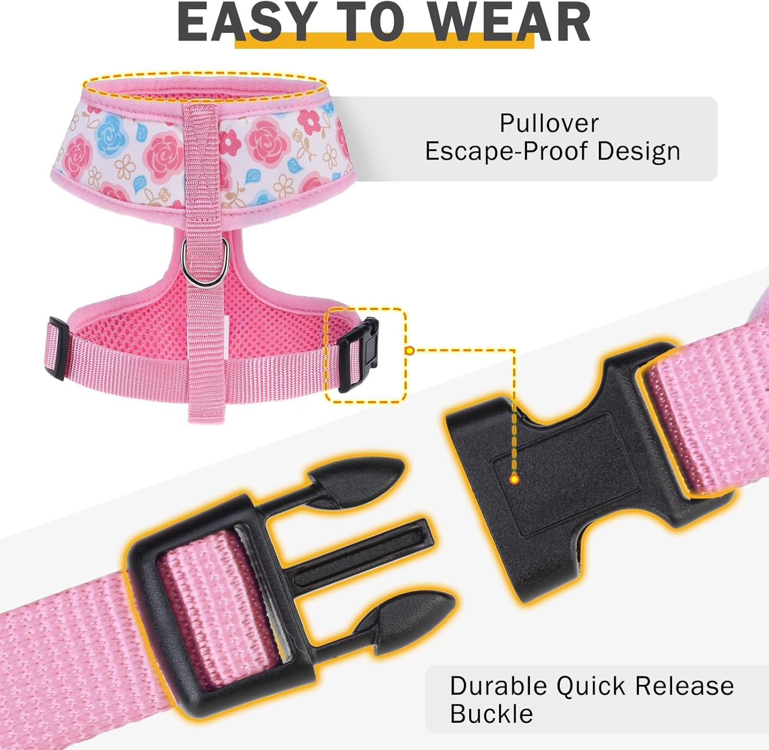Small Dog Harness Collar and Leash Set, Adjustable No Pull Pet Harnesses, No Chock Soft Mesh Vest for Doggie Puppy