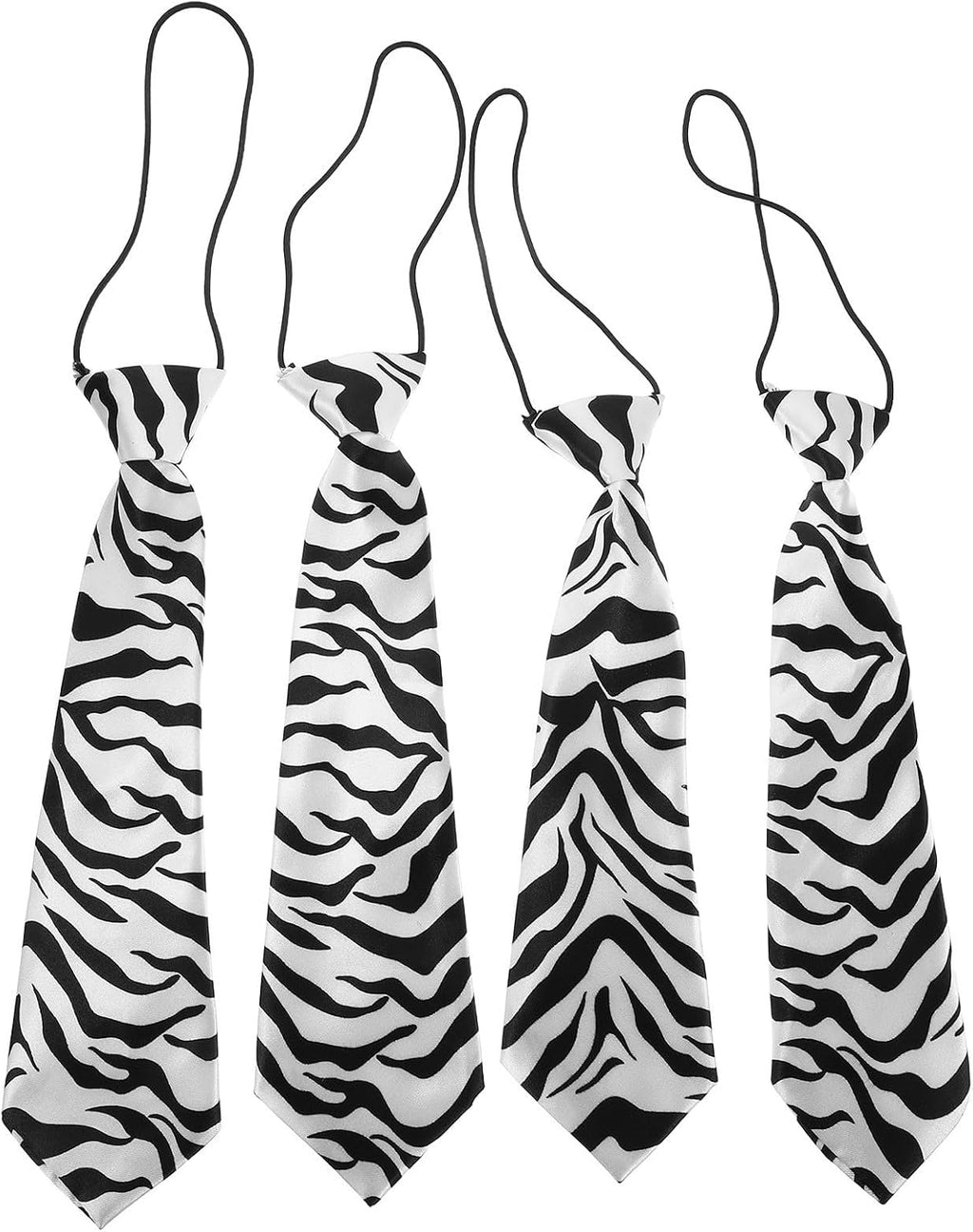 4pcs Boys Neckties Zebra Print Korean Style Elastic Design Polyester Yarn Easy Care Material Neckties for Boys Daily
