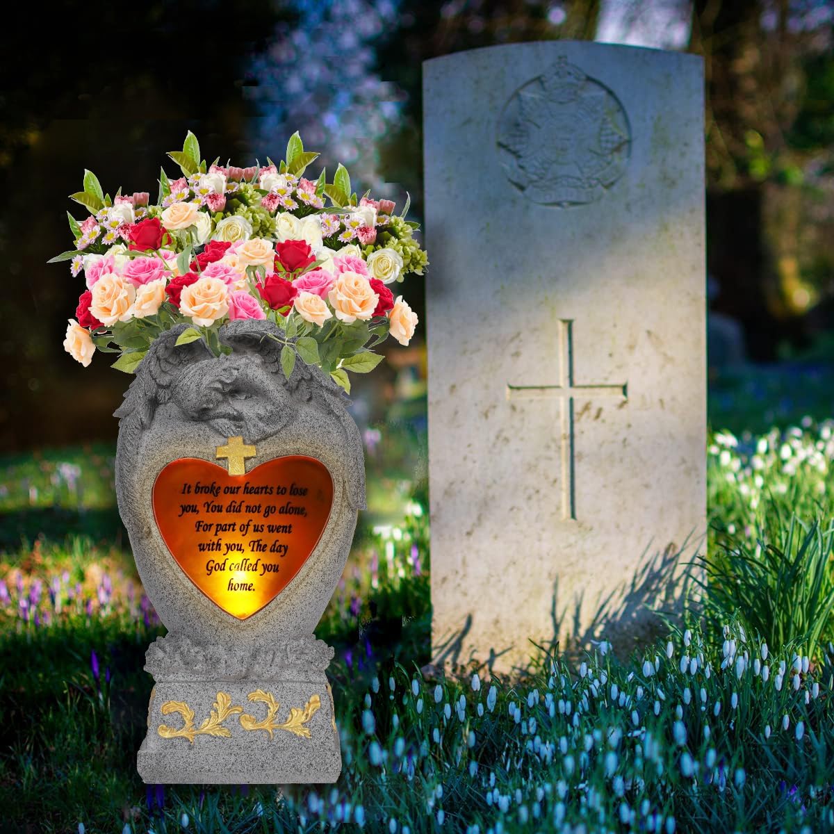 Cemetery Decorations for Grave,Cemetery vases for Grave,Decoration for Graves, Garden Angel,Cemetery vase with