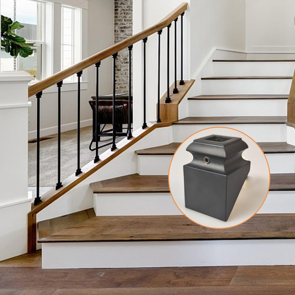 24 Pcs Iron Baluster Shoes, 40 Degree Slant with Screw(Matte Black)