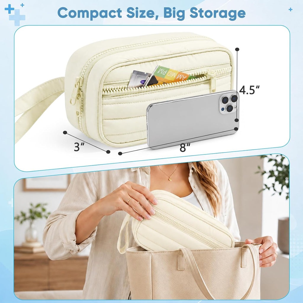 Insulin Cooler Travel Case, Puffy Diabetes Supplies Bag with Insulated Cooling Compartment, Double Layer Diabetic