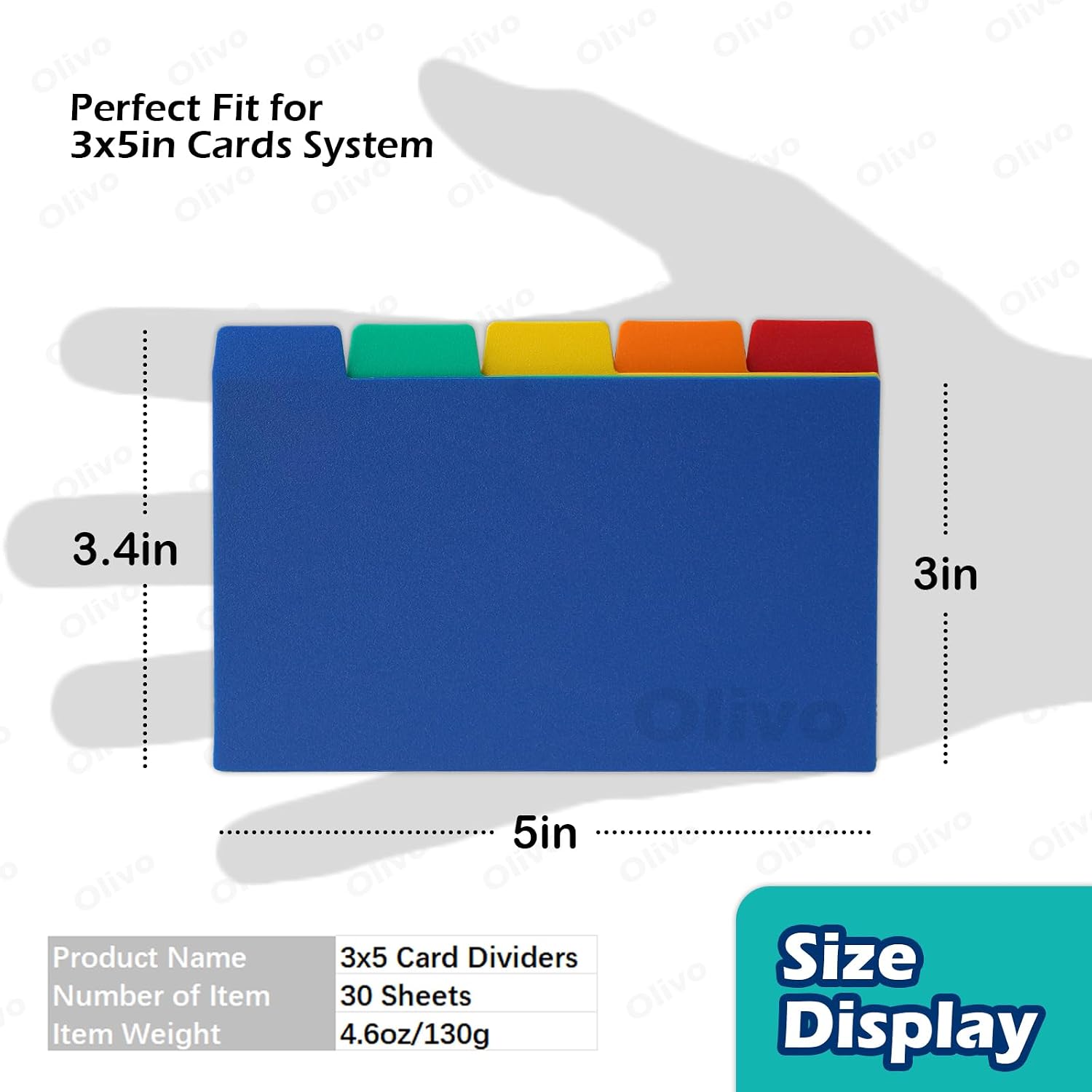 3x5 Index Card Dividers Tabs, Plastic A-Z Guides, Colored, 30 Pack | 3 x 5 Inch, Poly Plastic, Alphabet and Blank