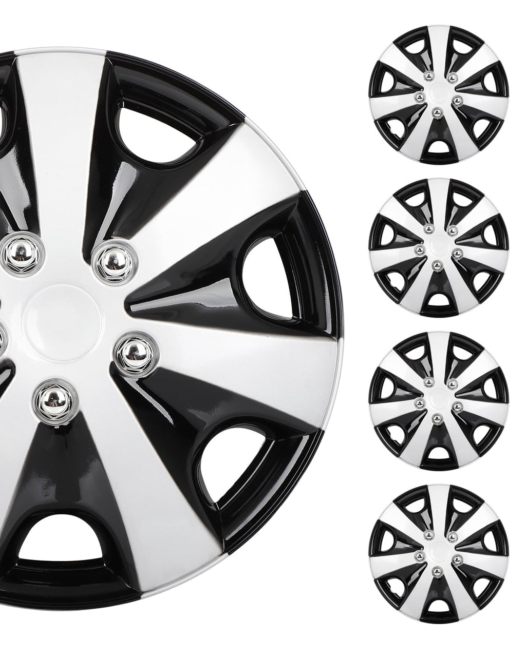 Hubcaps Wheel Cover 15" 4 PCS Black & Silver for Kia