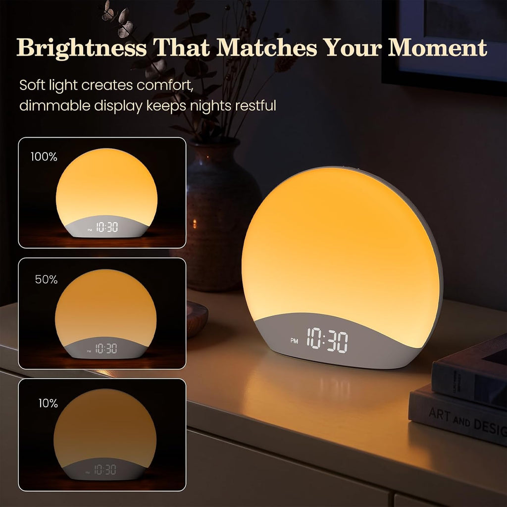 Sound Machine Sunrise Alarm Clock with Night Light for Bedrooms | 26 Nature Inspired Sleep Sounds, 0-100% Dimmable