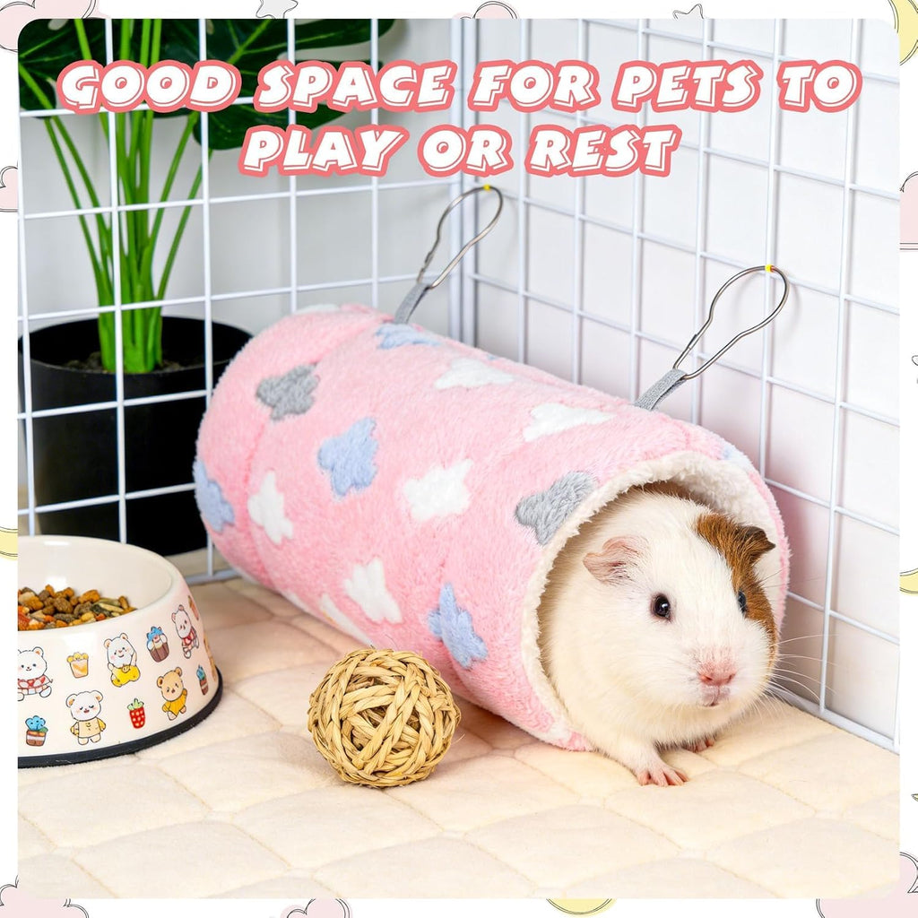 Pink Hamster Tunnel - Soft Rabbit Tunnel for Playing & Resting