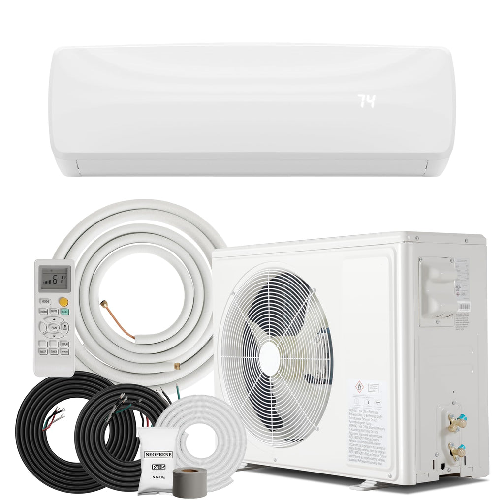 18000BTU Mini Split AC & Heating System, 19 SEER2, 230V
