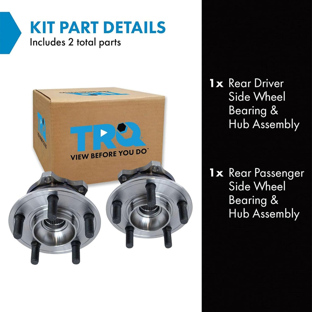 TRQ Rear Driver and Passenger Side Wheel Bearing and Hub Assembly Set 2