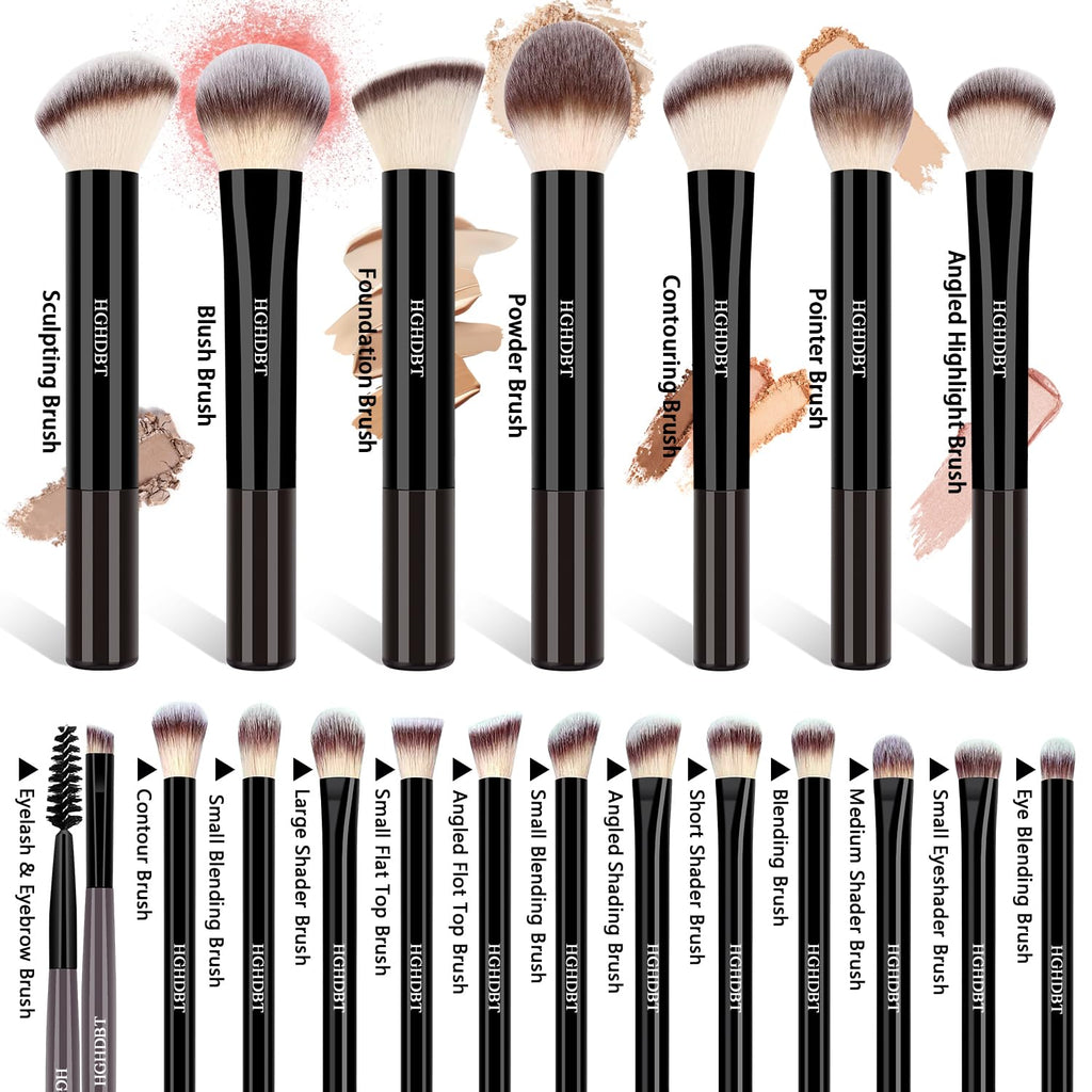 57Pcs Black Makeup Brushes Set Professional with Case Premium Synthetic for Foundation Concealer Blush Eye Shadow