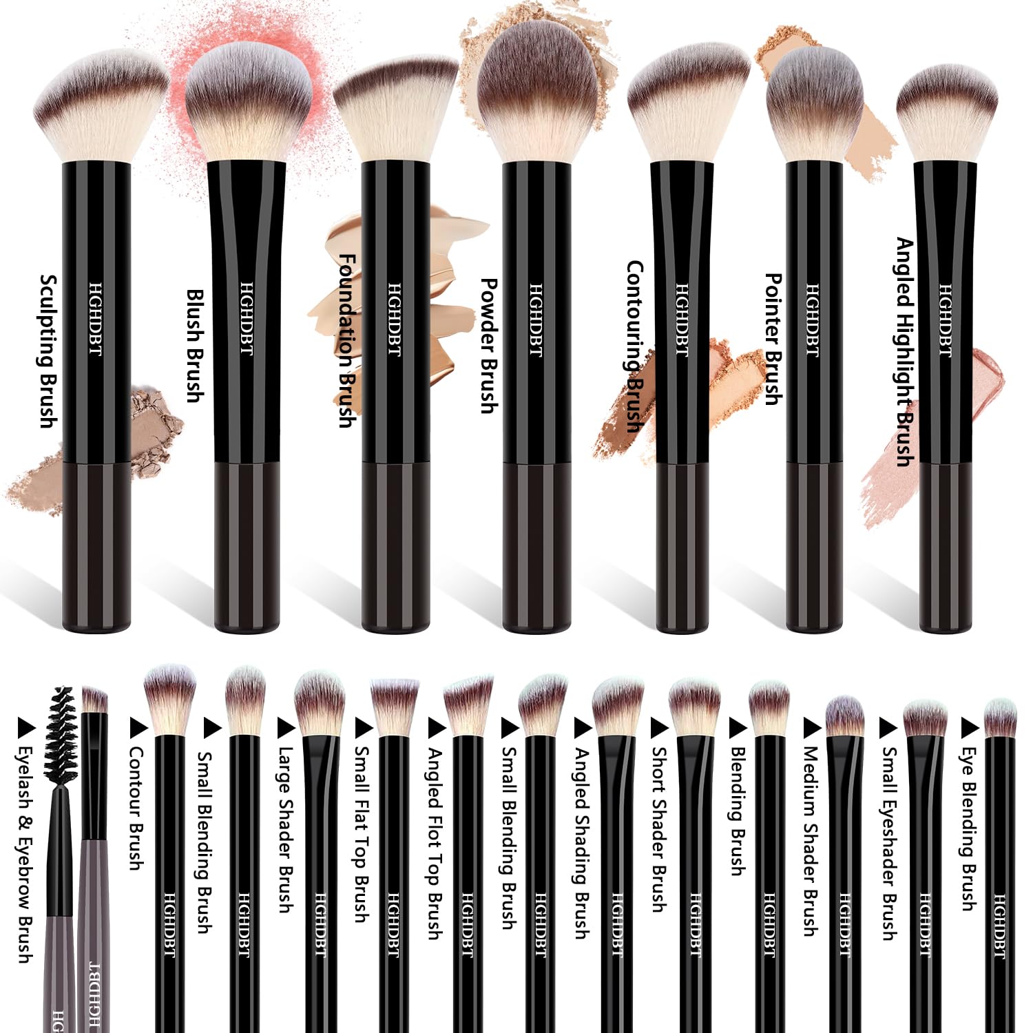 57Pcs Black Makeup Brushes Set Professional with Case Premium Synthetic for Foundation Concealer Blush Eye Shadow