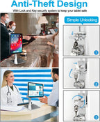 iPad Kiosk Stand, Anti-Theft Tablet POS Holder Desk Mount with Security Lock & Key, Heavy Duty Base & 360° Rotation