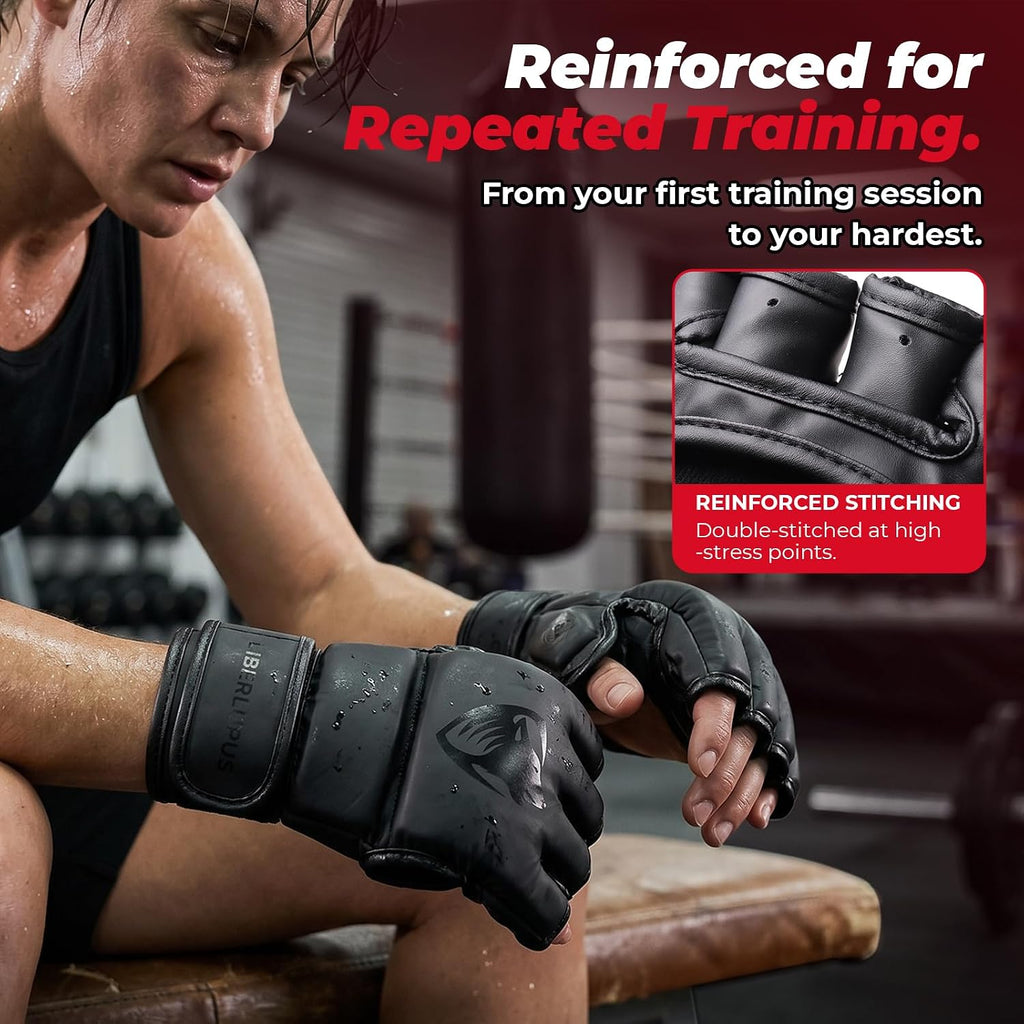 MMA Gloves Sparring for Men– Open Palm Training Gloves for Grappling, Kickboxing, Muay Thai, Youth Self-Defense