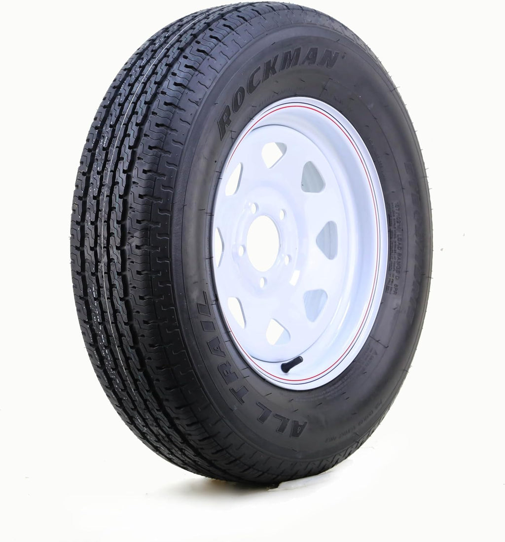 Trailer Tire & Wheel ST205/75R15 8-Ply D 107M 5X4.5 White Spoke Rim