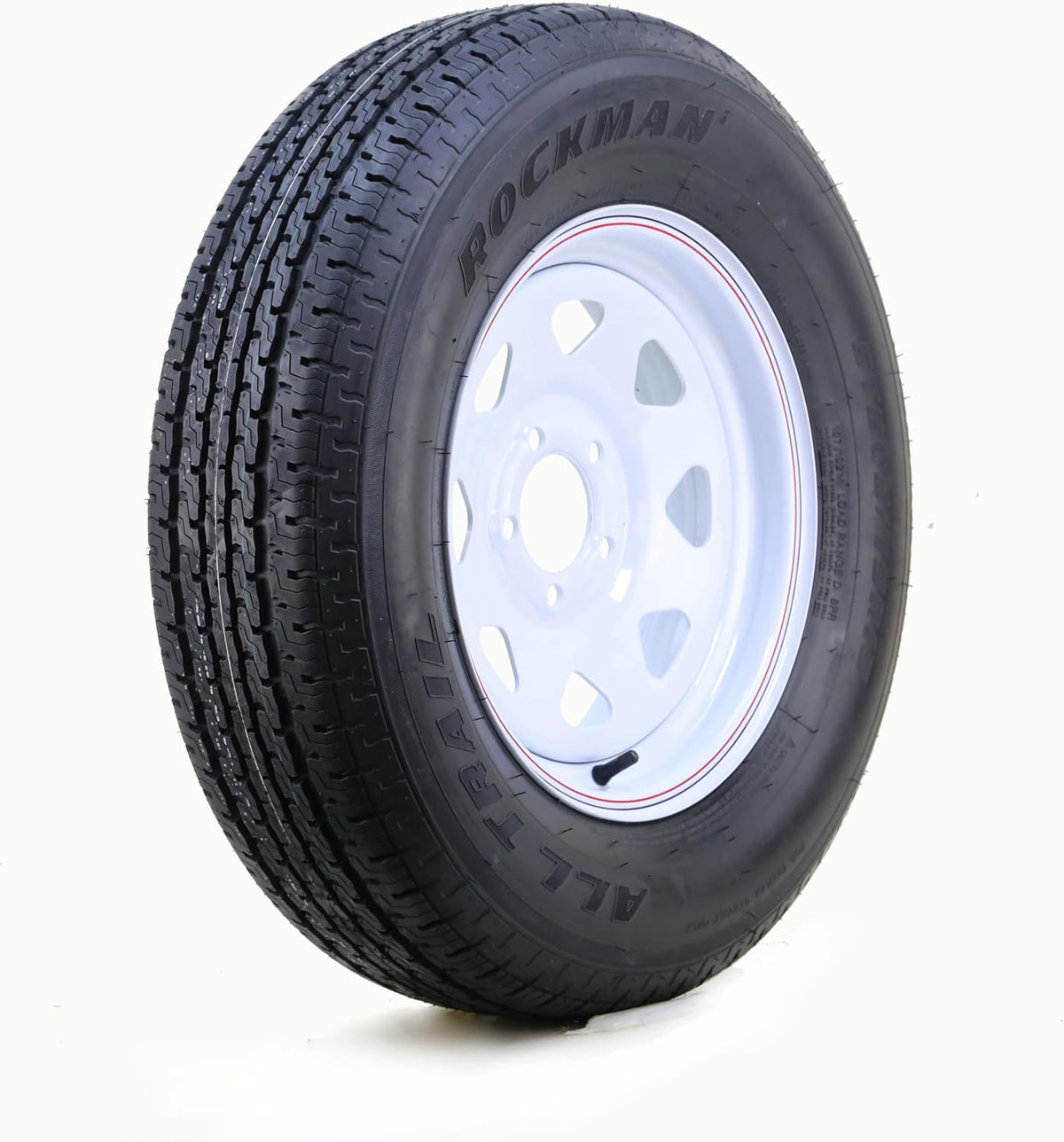 Trailer Tire & Wheel ST205/75R15 8-Ply D 107M 5X4.5 White Spoke Rim