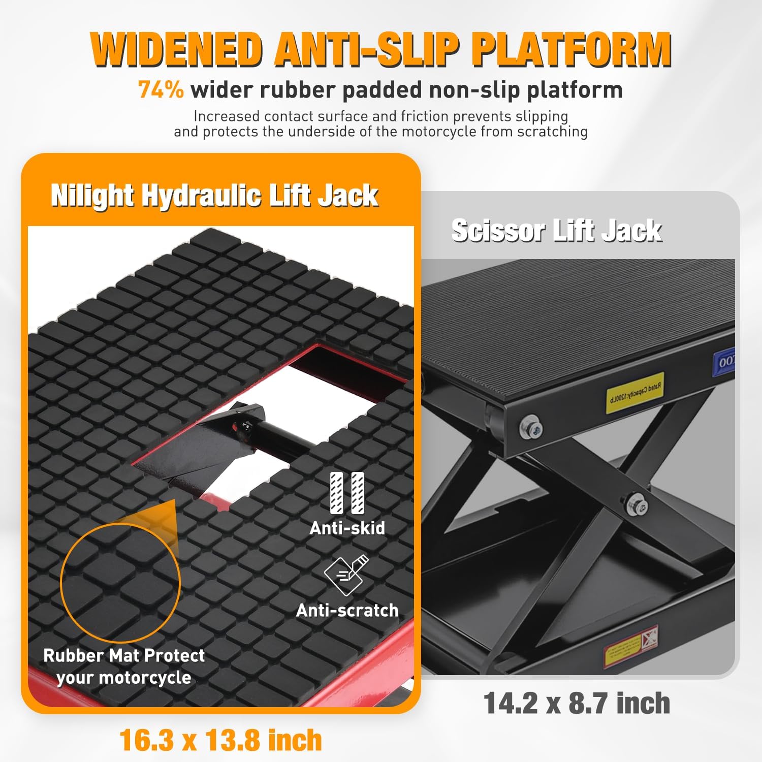 Motorcycle Lift Table Jack 300 LBS Heavy Duty Hydraulic Motorcycle Scissor Jack Lifts Table Foot Pedal with 4 Caster