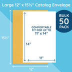 50 12" x 15.5" Kraft Catalog Envelopes, Self Seal