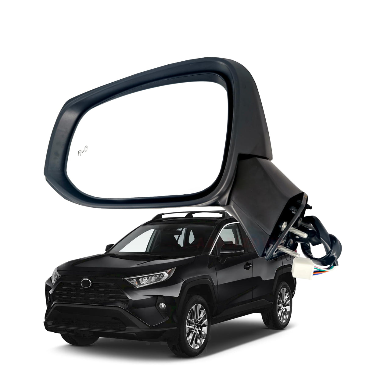 Black Left 8Pin For Toyota Rav4 Driver Side Mirror 2019-2023#TO1321350