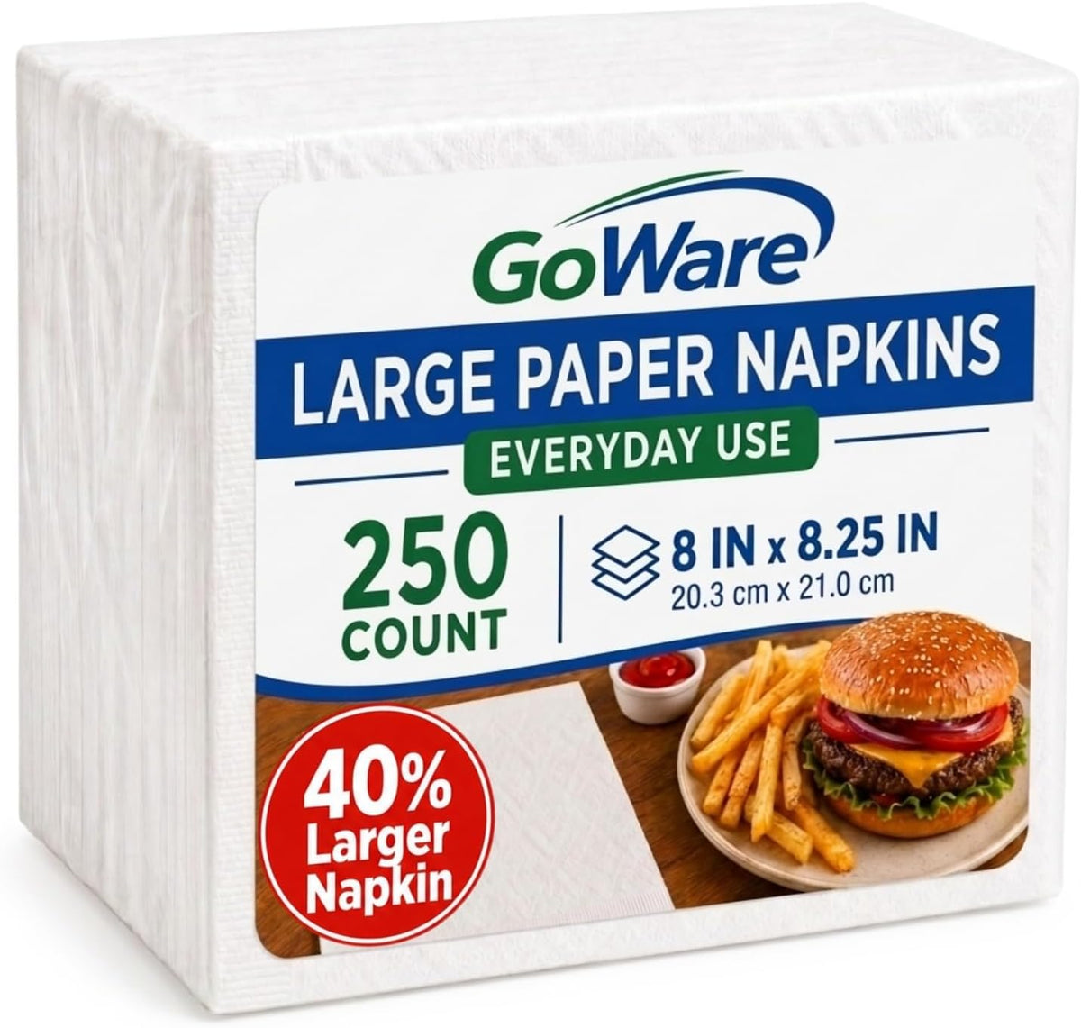 Large Paper Napkins Everyday Use, Disposable White Lunch/Dinner Size