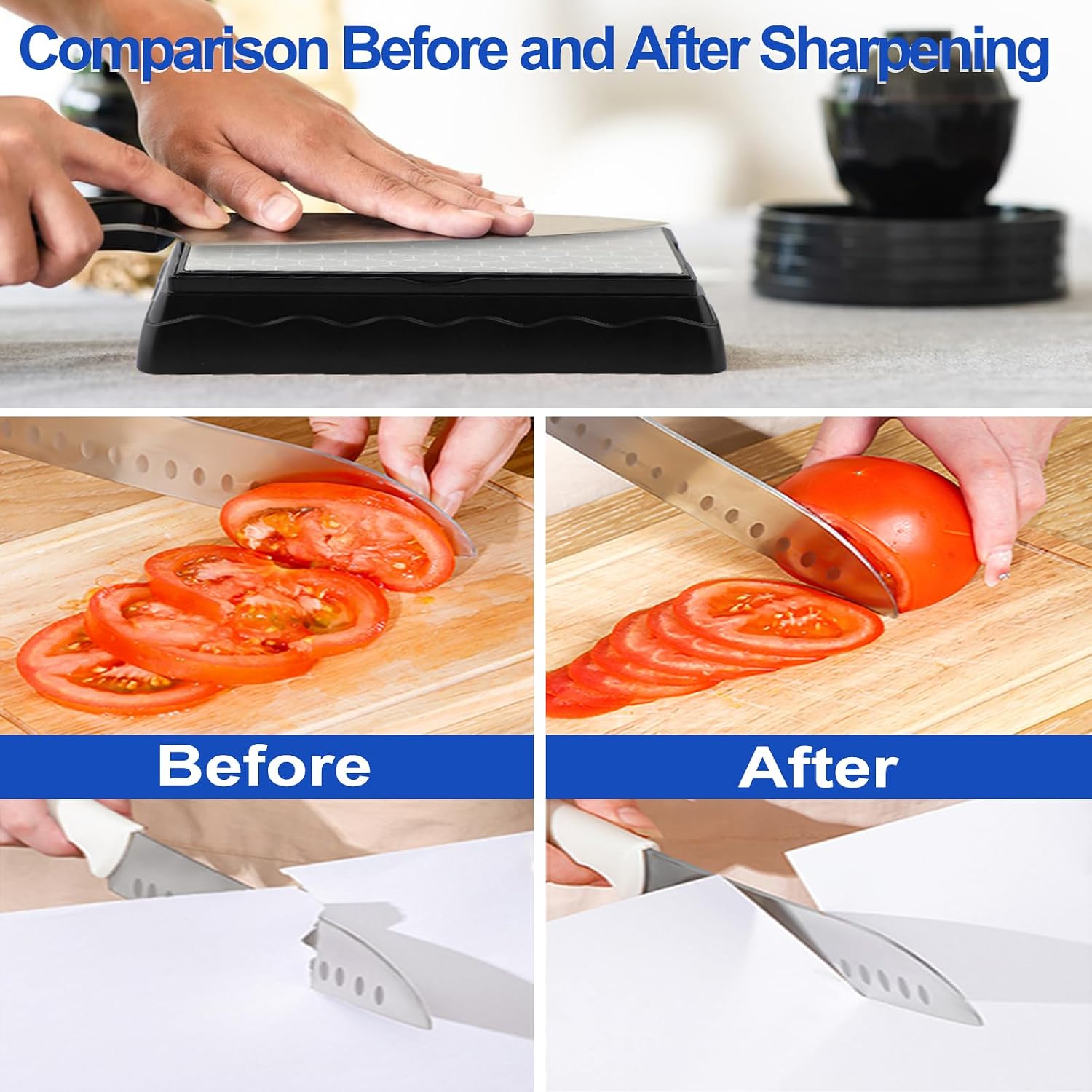 Double-sided Diamond Sharpening Stone,Knife Sharpening Stone with Extra Fine 1200/Coarse 400 Grit Diamond Plate