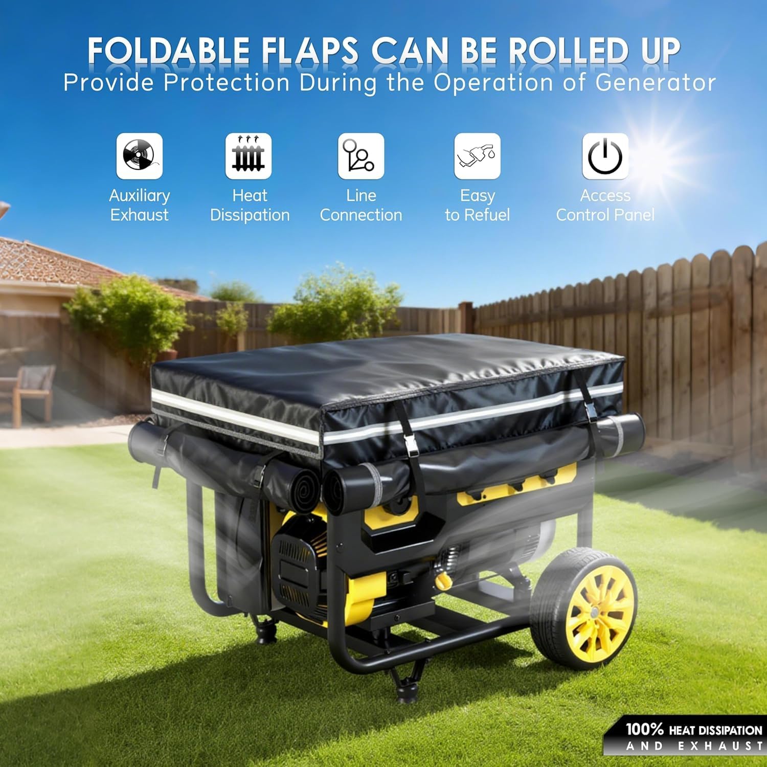 Generator Cover with Top Opening for Refueling, 1680D Waterproof Heavy Duty Generator Cover While Running, 32x24x24