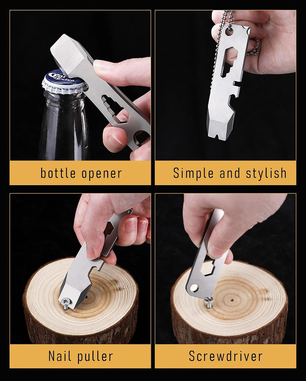 Titanium keychain tool,Lightweight Multipurpose Tool, Paint Can Opener, Pry Tools, Wrench Bottle Opener,Ideal Every