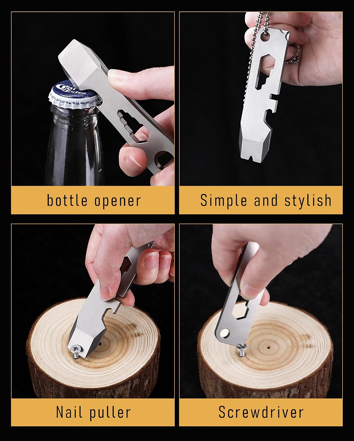 Titanium keychain tool,Lightweight Multipurpose Tool, Paint Can Opener, Pry Tools, Wrench Bottle Opener,Ideal Every