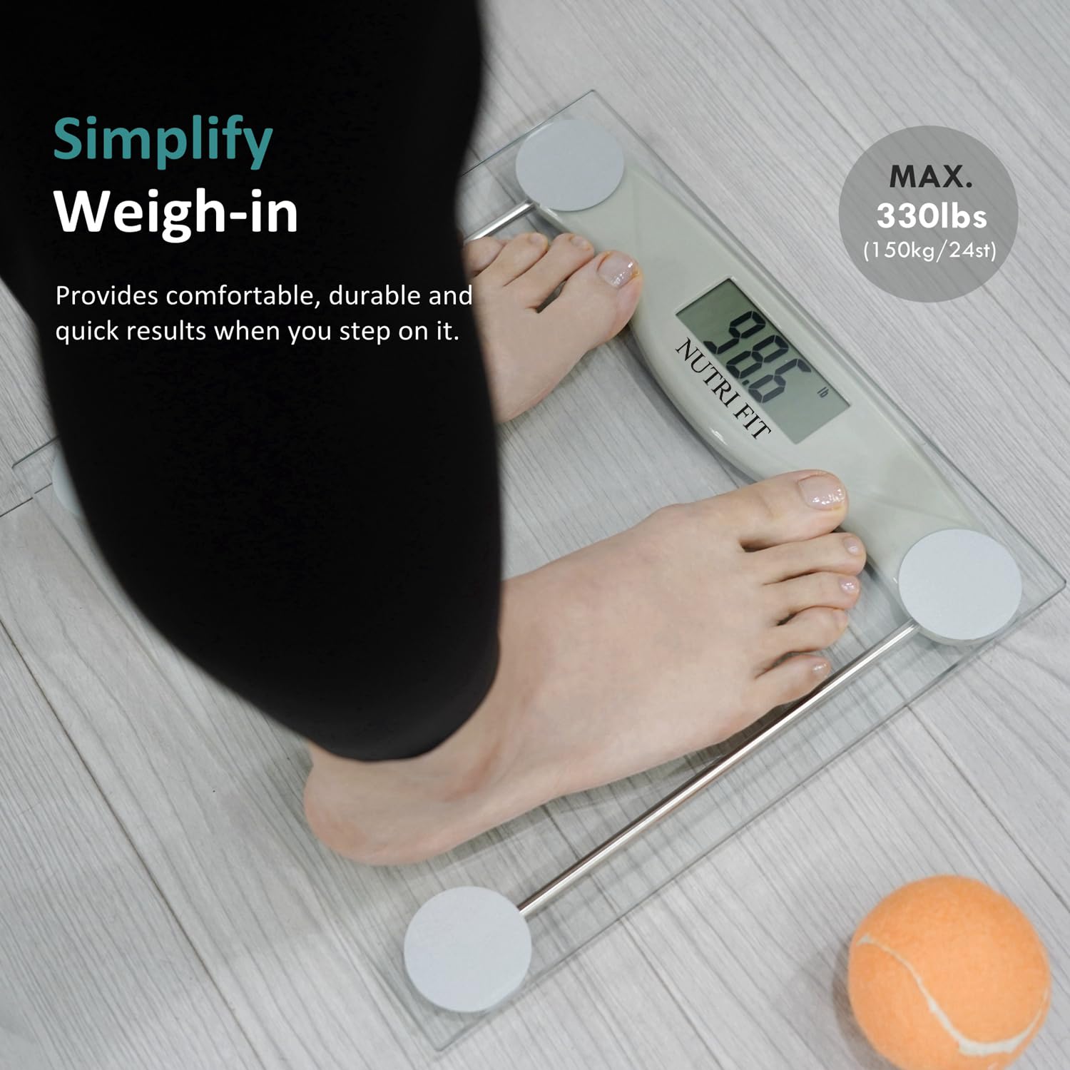 Digital Bathroom Scale for Body Weight Precision Weighing Scale | 0.2lb Increment, Max 330lb, Clear Screen, Step On