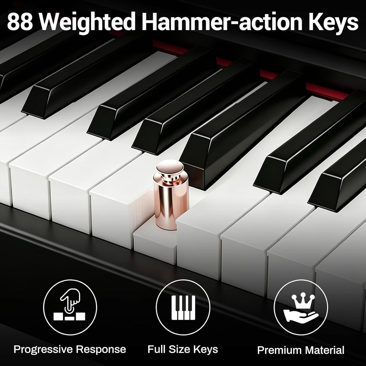 MOSEN Digital Piano 88-Key Weighted Keyboard with Hammer Action, Portable Electric Piano Set with X Stand, Recording